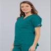 Cherokee Women's V Neck Scrubs Shirt, Teal Blue, Medium view 4