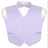 Vesuvio Napoli Men's Dress Vest & BowTie Solid Lavender Purple Color Bow Tie Set size 3XL view 1