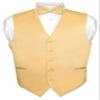Vesuvio Napoli Men's Dress Vest & BowTie Solid GOLD Color Bow Tie Set for Suit or Tuxedo 4XL view 1