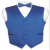 Vesuvio Napoli Men's Dress Vest & BowTie Solid ROYAL BLUE Color Bow Tie Set size 3XL view 1