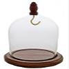 3"x4" Pocket Watch Glass Display Dome Cloche with Hook, Real Walnut Base & Wood knob view 1