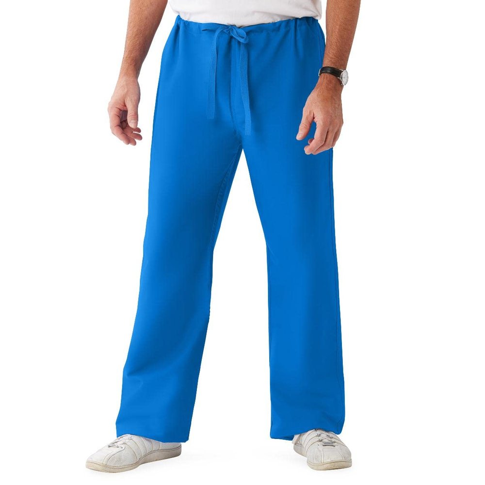 Medline ComfortEase Unisex Reversible Drawstring-Waist Scrub Pants, Royal Blue, Size 2XL, Regular Inseam