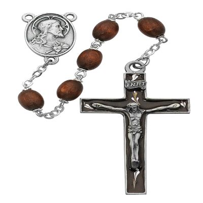 6X8MM Brown Enamel Rosary (537D-BR/F)