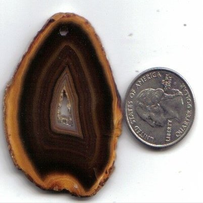 1 1/4 Inch Top Drilled Natural Brazilian Agate Slice Pendant
