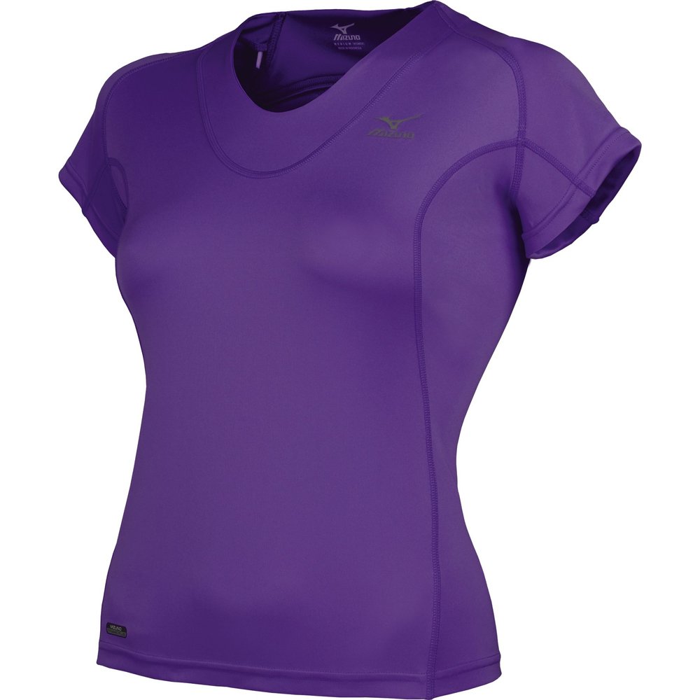 Mizuno Women's Meridian Running Tee Shirt, Pansy, Medium