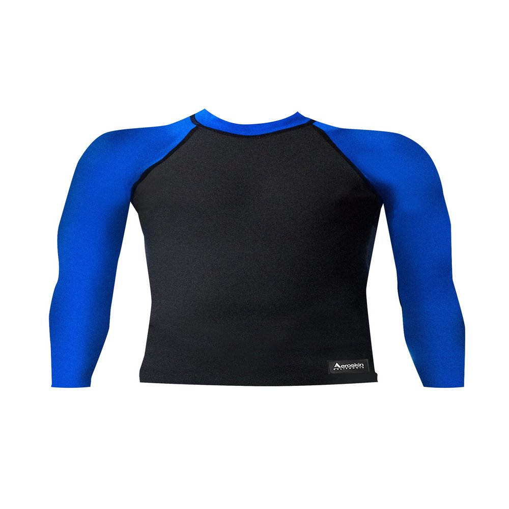 Aeroskin Raglan Long Sleeve Shirt with Color Accent and Fuzzy Collar (Black/Blue, XX-Large)