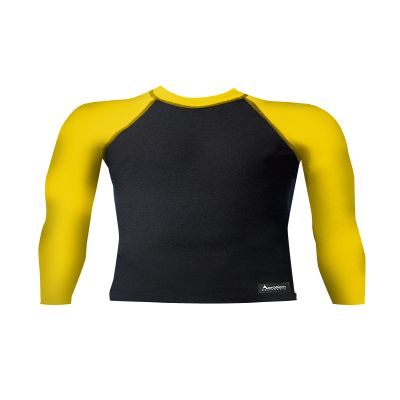 Aeroskin Raglan Long Sleeve Shirt with Color Accent and Fuzzy Collar (Black/Yellow, XXXX-Large)