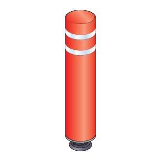 Gorilla Post 48 in. Red Magnetic Bollard with 2 White Reflective Stripes, Add On Kit