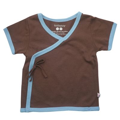 Babysoy Baby Boy Newborn Kimono Tee, Chocolate/Ocean, 0-3 Months