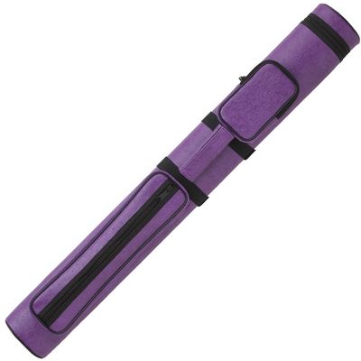 Action 34" Long Pool Cue Hard Carrying Case - Holds 2 Butts & 2 Shafts Separate Molded Tubes Large Zippered Accessory Pockets Adjustable 1" Vinyl Carrying Strap Fits up to 32" Shaft or Butt Purple