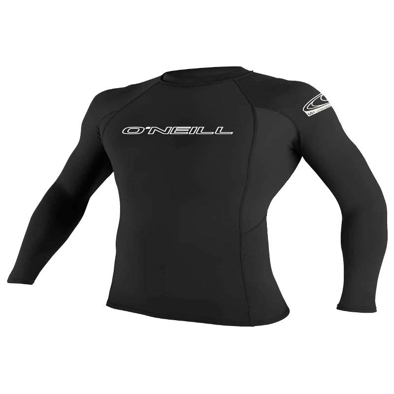 O'Neill Wetsuits Men's Basic Skins UPF 50+ Long Sleeve Rash Guard, Black, M