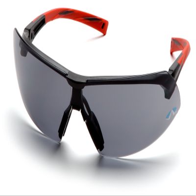 Pyramex Onix Safety Eyewear, Gray Lens With Black/Red Frame
