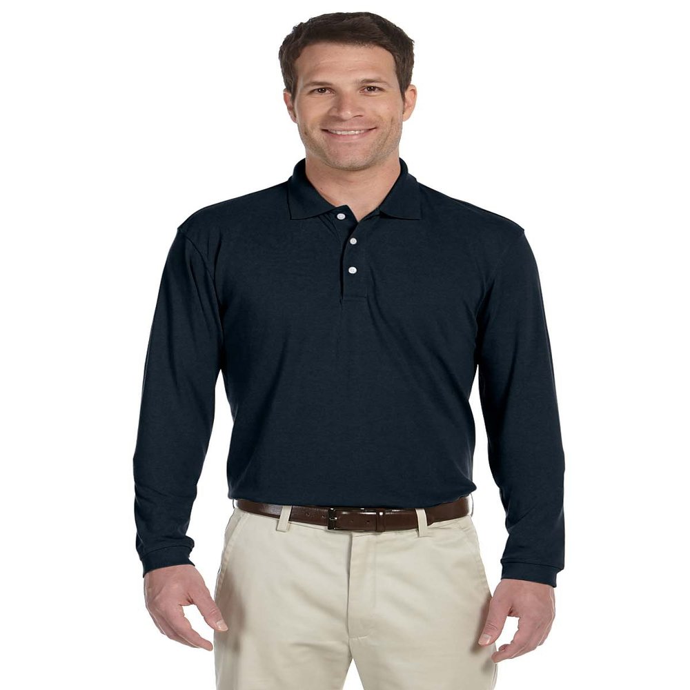 Harriton 5.6 oz. Easy Blend Long-Sleeve Polo (M265L) Navy, 4XL