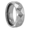 Sabrina Silver Tungsten Carbide 8 mm Faceted Dome Wedding Band Ring Pyramid Patterns size 12 view 3