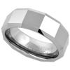 Sabrina Silver Tungsten Carbide 8 mm Faceted Flat Wedding Band Ring Large Square Patterns Beveled Edges size 10 view 1