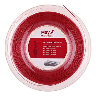 MSV Hepta Twist 16 1.30mm Tennis String 200m Reel - Red