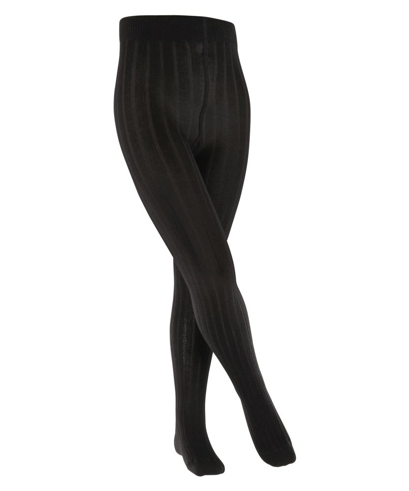FALKE Unisex Kids Classic Rib Tights, Black (Black 3000), XS