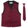 Vesuvio Napoli BOY'S Dress Vest & NeckTie Solid BURGUNDY Color Neck Tie Set size 6 view 1