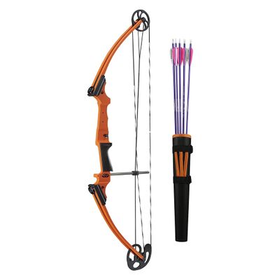 Genesis Original Compound Bow & Arrow Kit- Adjustable Riser, 15"-30" Draw Length, 10-20 lb Draw Weight, All Skill Levels, Draw Hand - Right, Orange
