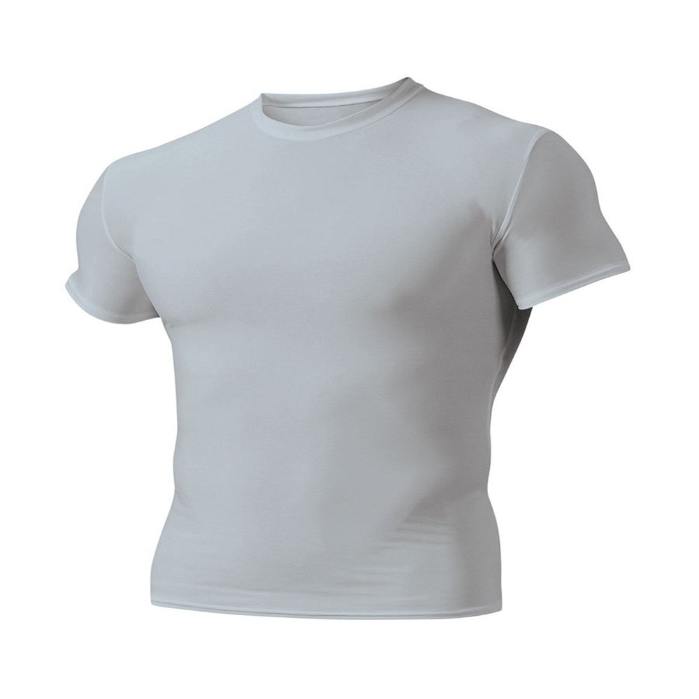 A4 Drop Ship Adult Short Sleeve Compression Crew, 3XL, Silver