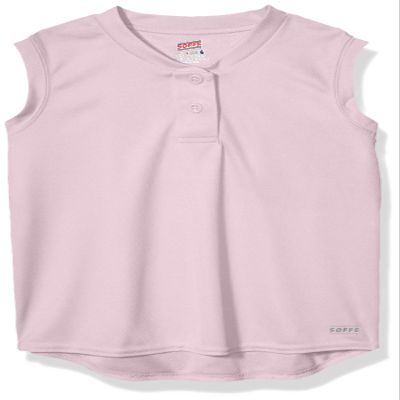 Soffe Big Girl's Dri 2-Button Henley Shirt, Soft Pink, Small