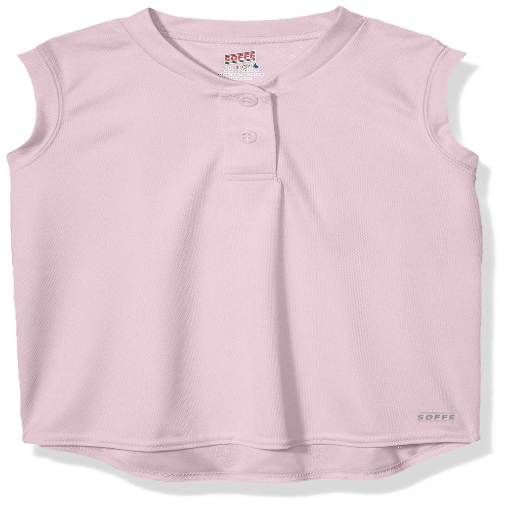 Soffe Big Girl's Dri 2-Button Henley Shirt, Soft Pink, Small