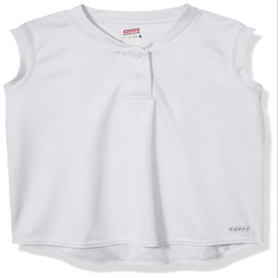 Soffe Big Girl's Dri 2-Button Henley Shirt, White, Small