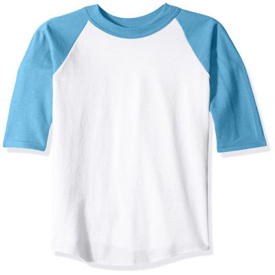 Soffe Big Boys YTH Raglan Baseball50c/50P, White/Blue, LRG