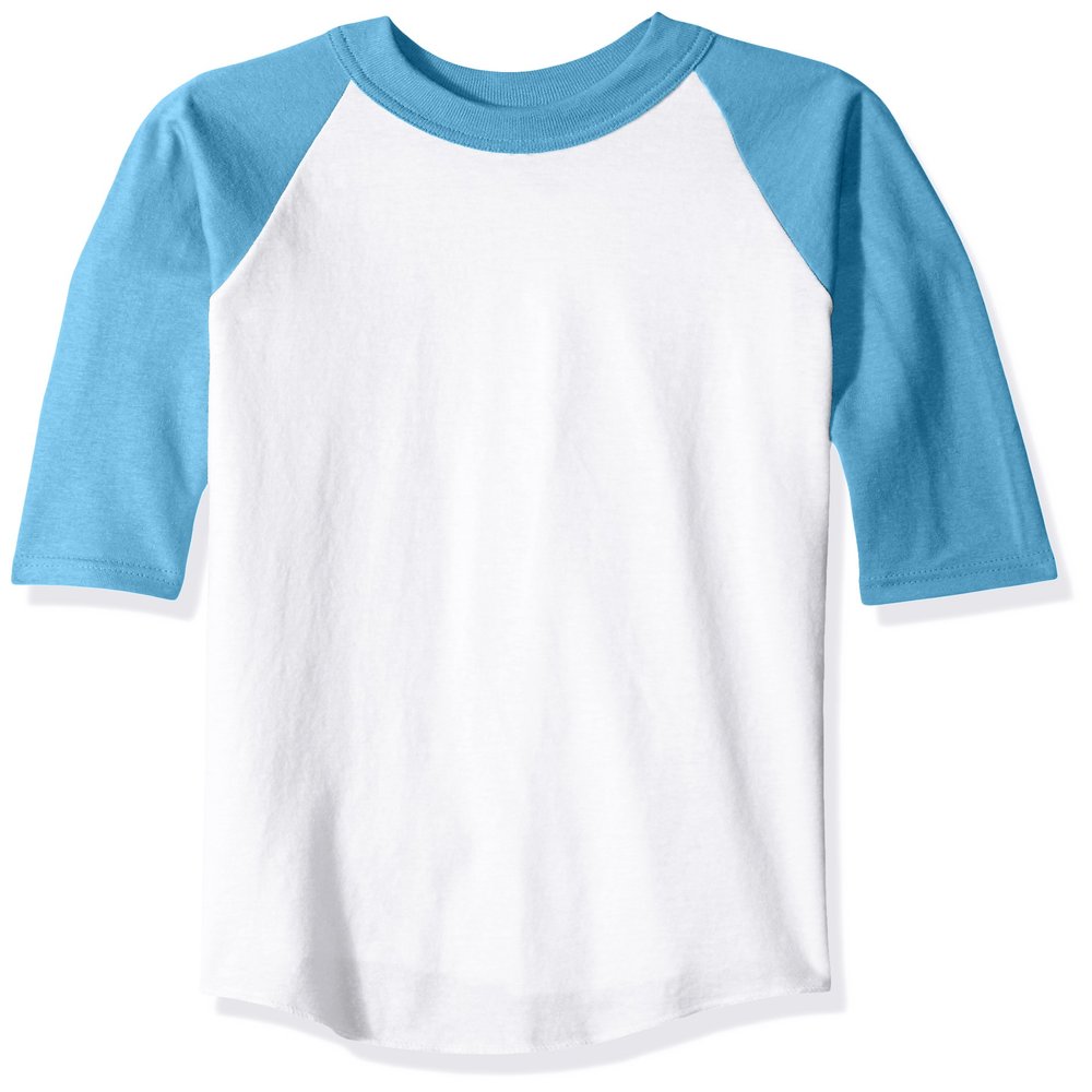 Soffe Big Boys YTH Raglan Baseball50c/50P, White/Blue, LRG