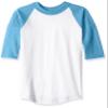 Soffe Big Boys YTH Raglan Baseball50c/50P, White/Blue, LRG view 1