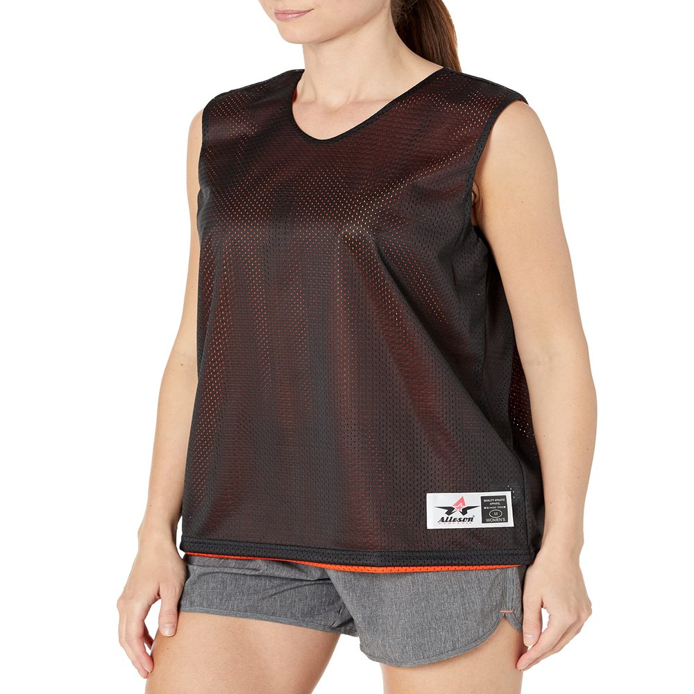 Alleson Athletic Youth Reversible Mesh Tank, Black/Burnt Orange, Large