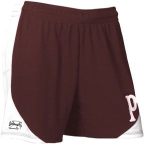 Intensity Women's Contoured Mock Mesh Shorts with Side Panels, Maroon/White, XX-Small