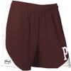 Intensity Women's Contoured Mock Mesh Shorts with Side Panels, Maroon/White, XX-Small view 1