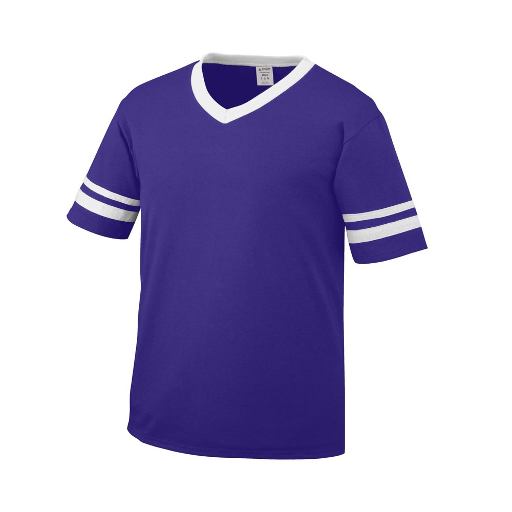 Augusta Sportswear Youth Sleeve Stripe Jersey, Purple/White, M