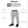 Alleson Athletic Boys Youth Elastic Bottom Baseball Pants, Grey, X-Large view 3