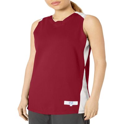 Intensity Womens Diamond Flatback Mesh Basketball Jersey, Cardinal/White, Large