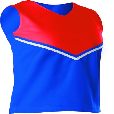 Alleson Girls Cheerleading V Shell Top with Braid, Royal/Red, Medium