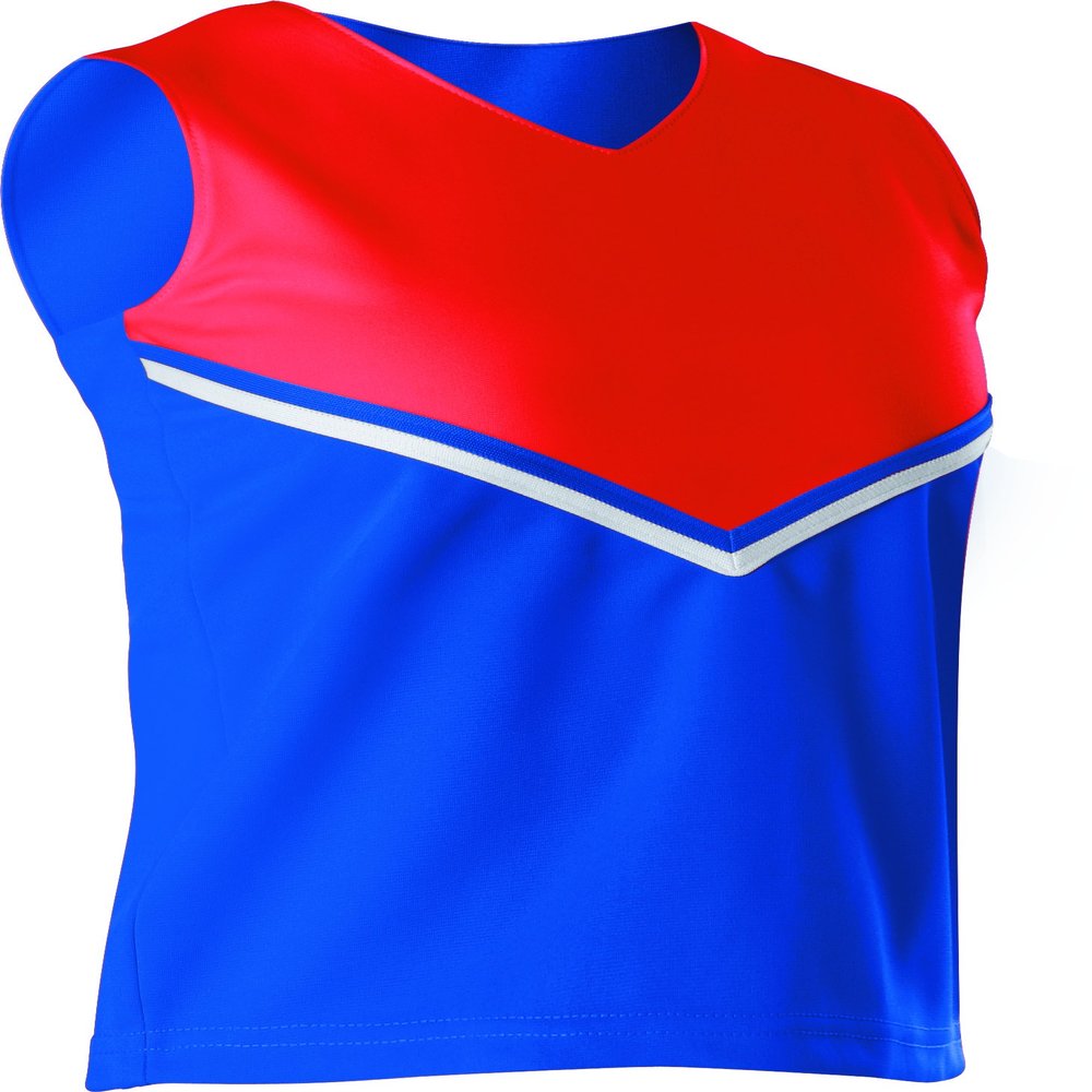 Alleson Girls Cheerleading V Shell Top with Braid, Royal/Red, Medium