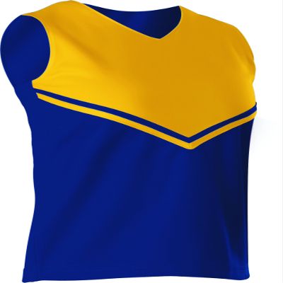 Alleson Girls Cheerleading V Shell Top with Braid, Navy/Light Gold, X-Small