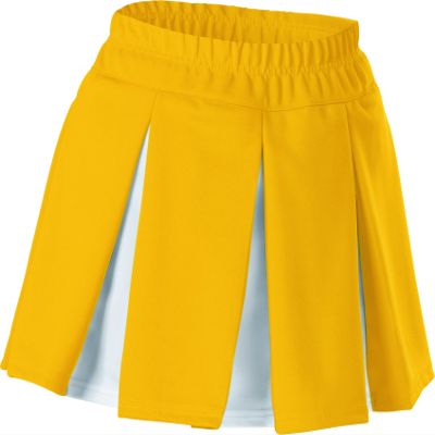 Alleson Girls Cheerleading Multi Pleat Skirt, Light Gold/White, Small