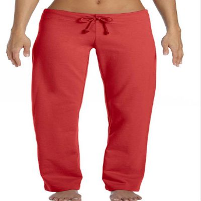Bella Ladies Ringspun Cotton Straight Leg Fleece Pants - Red - X-Large