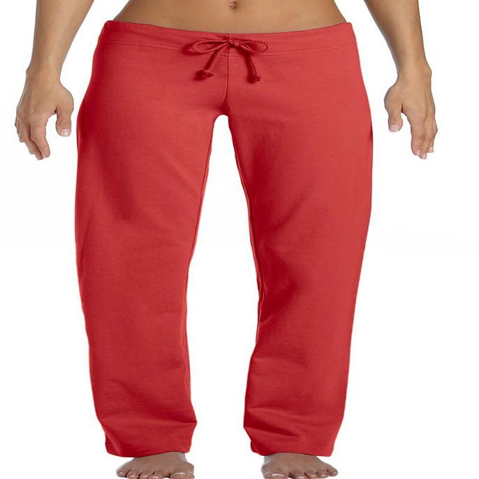 Bella Ladies Ringspun Cotton Straight Leg Fleece Pants - Red - X-Large