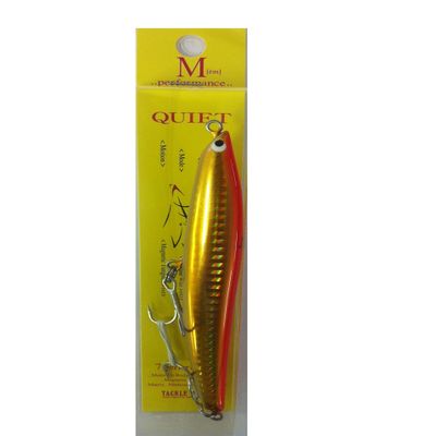 TackleHouse, M Quiet Lure, Minnow, 4.6 inches (118 mm), 0.4 oz (12 g), Gold Red #105