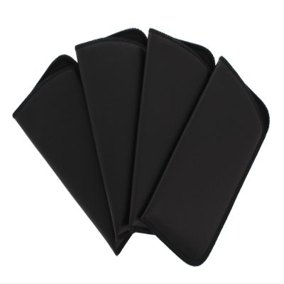 4 Pack Faux Leather Eyeglass Slip Case, Fits Medium to Large Frames, Black