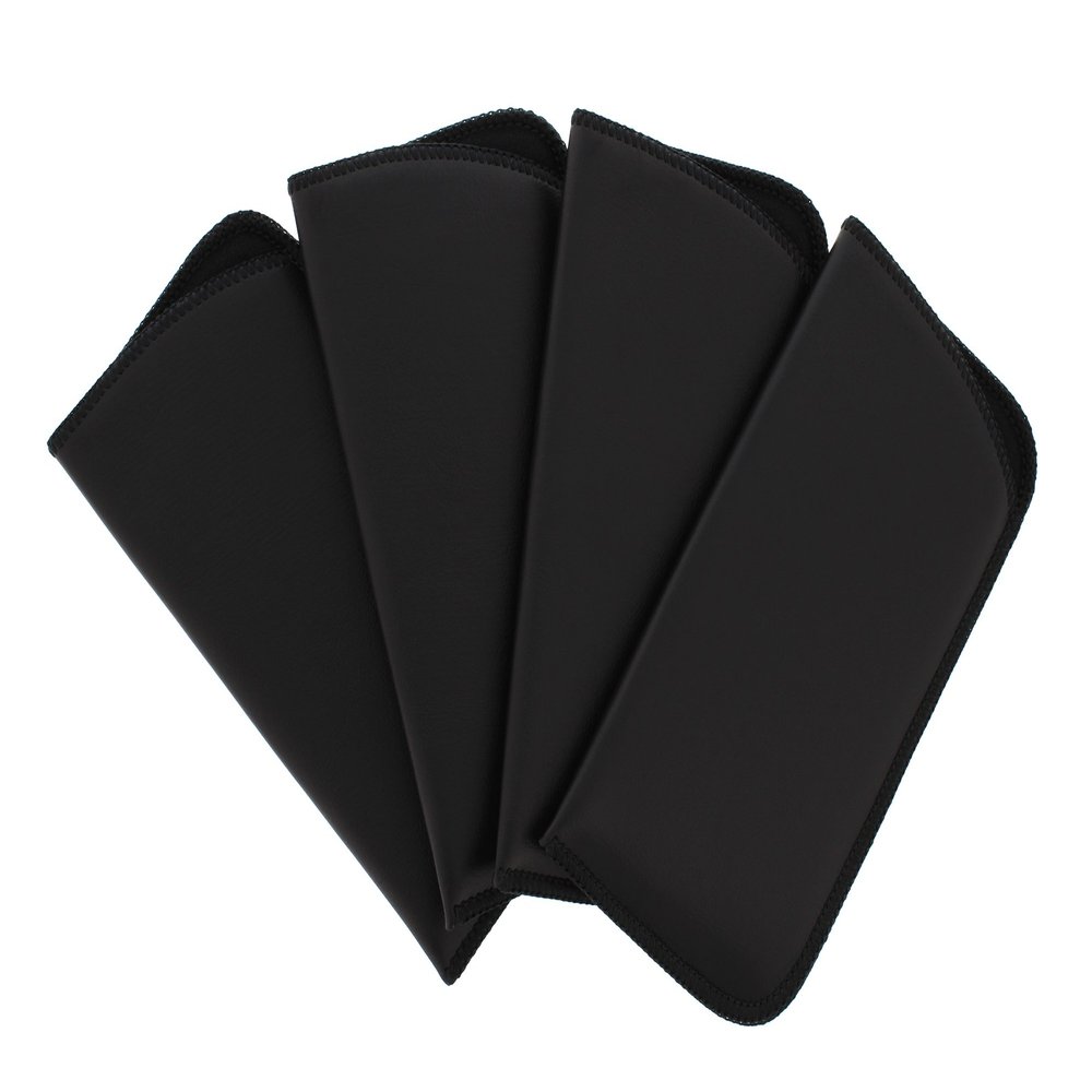 4 Pack Faux Leather Eyeglass Slip Case, Fits Medium to Large Frames, Black
