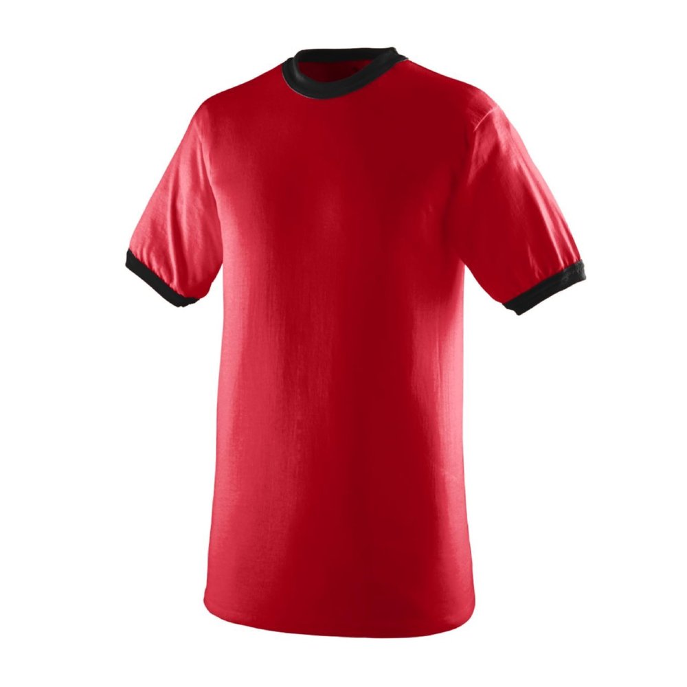 Augusta Sportswear Mens Ringer T-Shirt  Soft Jersey Knit Tee with Contrast Collar, Cuffs, and Classic Set-in Sleeves T0