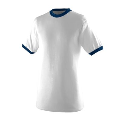 Augusta Sportswear Mens Ringer T-Shirt Soft Jersey Knit Tee with Contrast Collar, Cuffs, and Classic Set-in Sleeves SY White/Navy