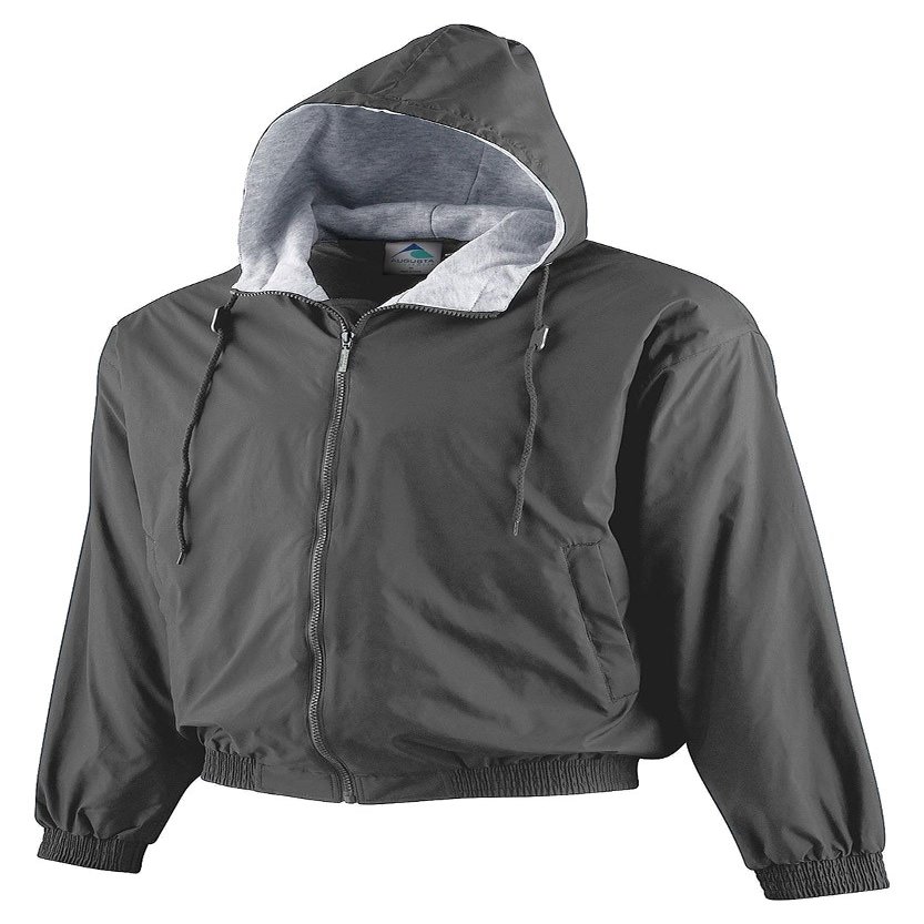 Augusta Sportswear Youth Hooded Taffeta Jacket/Fleece Lined L Black