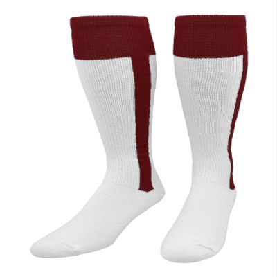 TCK 2-in-1 Baseball Stirrup Socks | Classic Knit-In Design | Made in USA - Maroon, X-Small - Maroon,X-Small