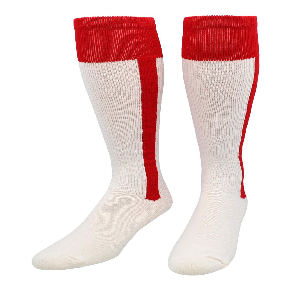 TCK 2-in-1 Baseball Stirrup Socks | Classic Knit-In Design | Made in USA - Scarlet, X-Small - Scarlet,X-Small